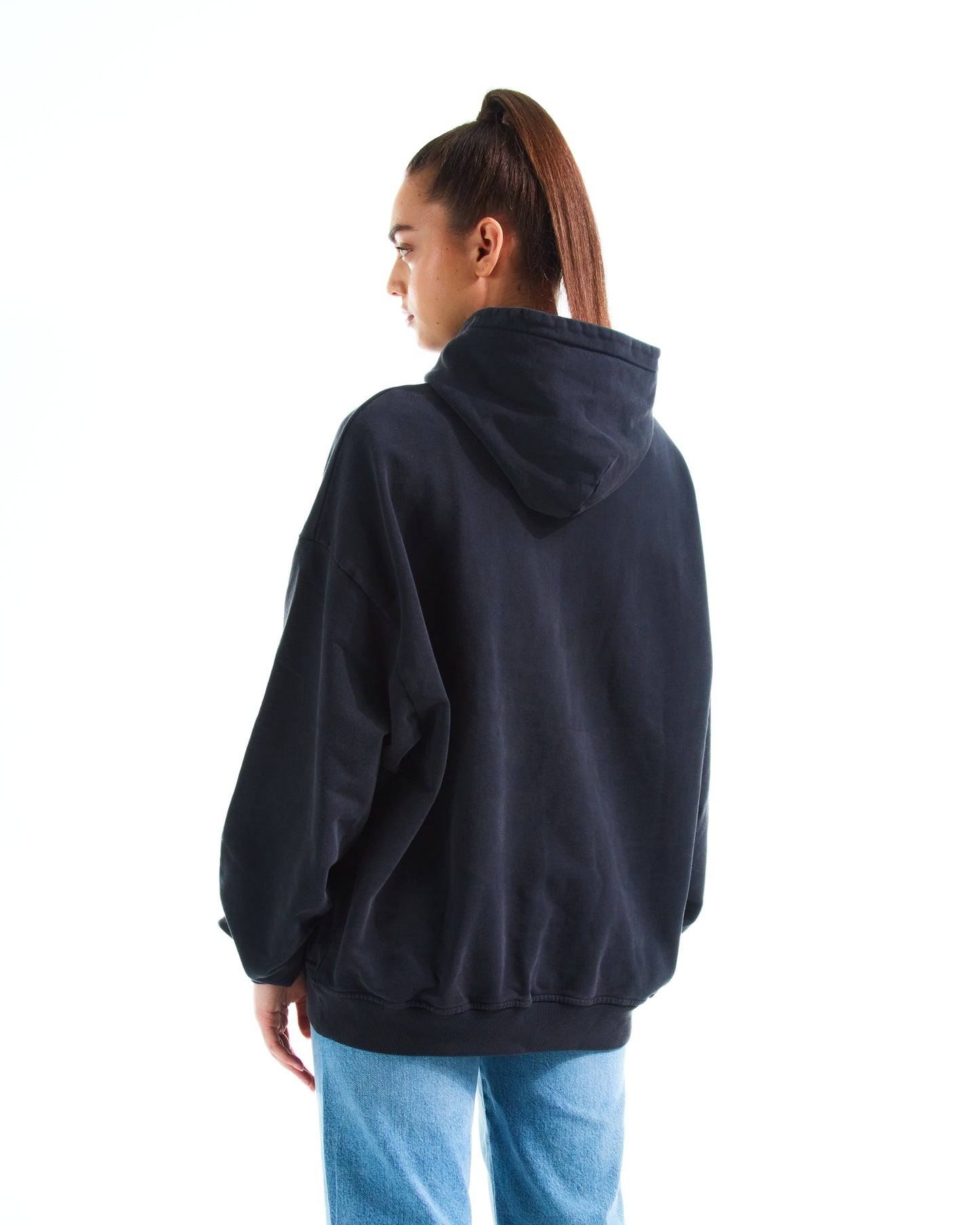 AJEBRY spiderweb cyan embroidered logo hoodie - Vintage Black