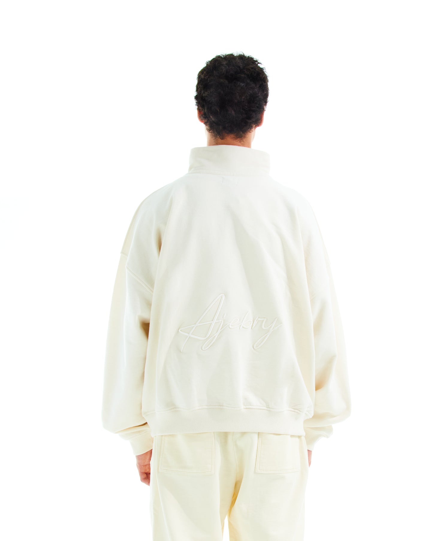 AJEBRY quarter zip embroidered sweatshirt - Off White