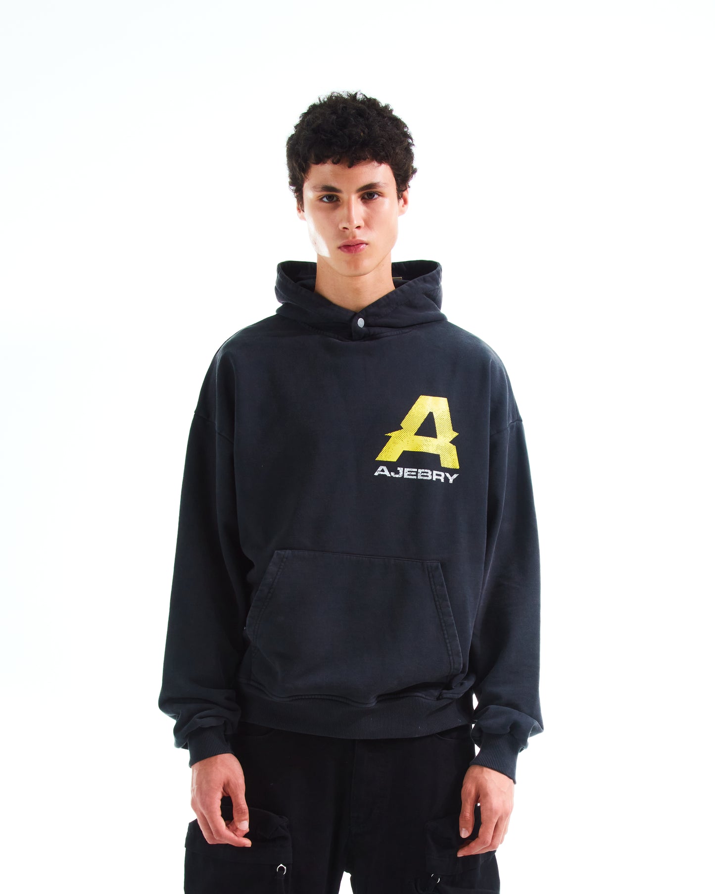 AJEBRY 'A' monogram weathered hoodie - Vintage Black