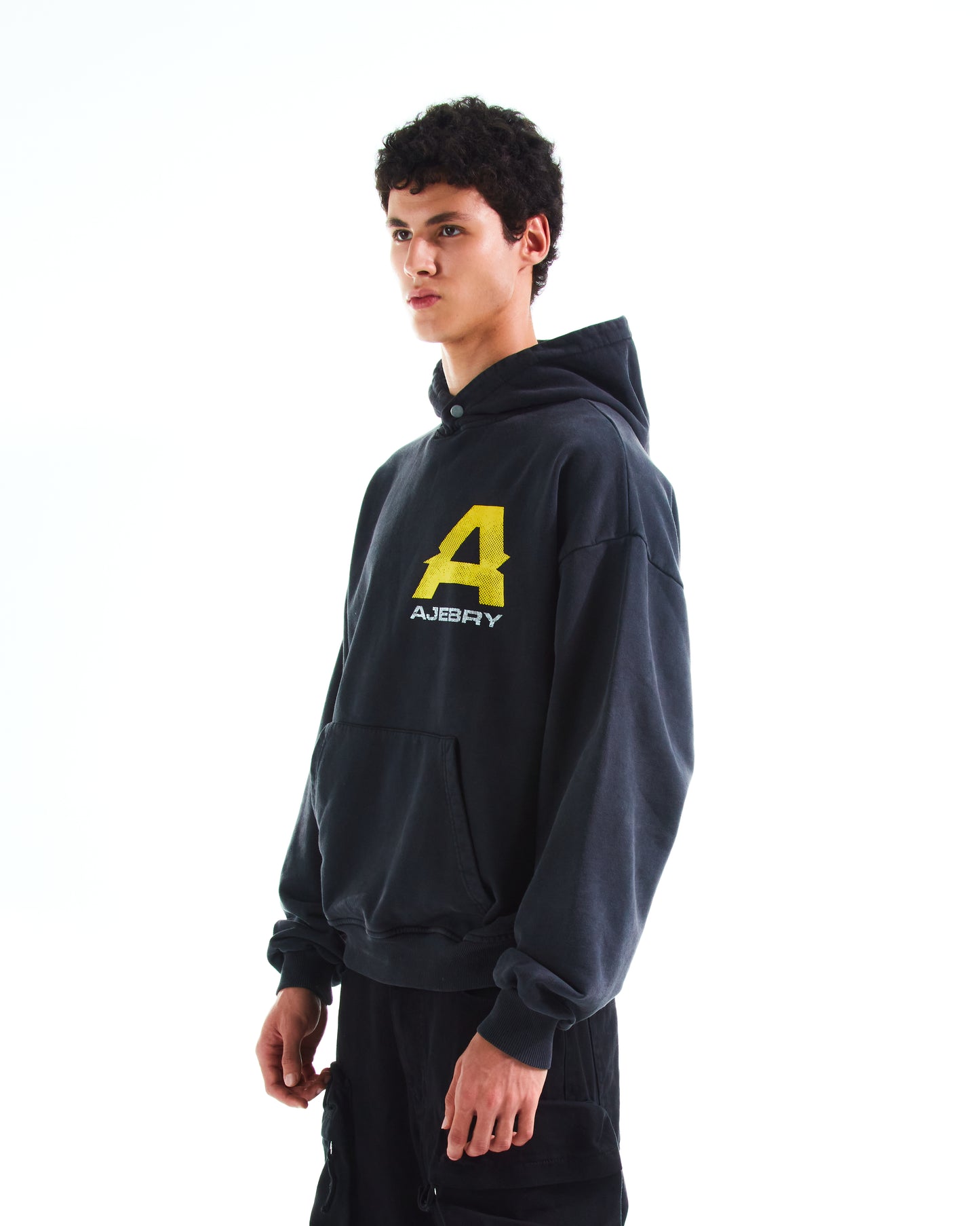 AJEBRY 'A' monogram weathered hoodie - Vintage Black