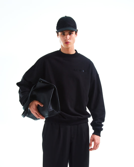 AJEBRY rubber logo crewneck - Black